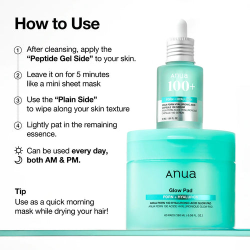 ANUA PDRN 100 Hyaluronic Acid Glow Pad