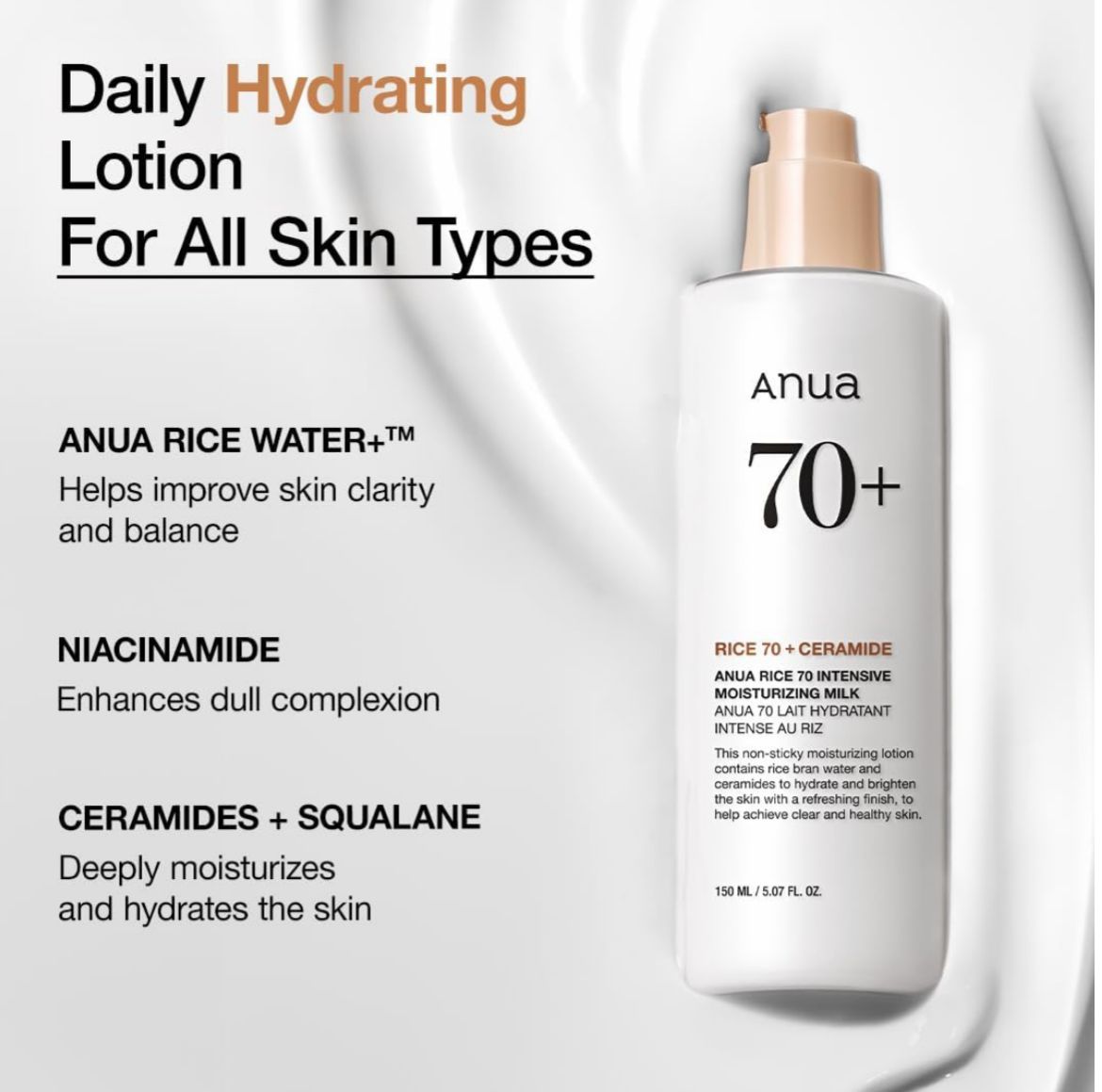 Anua Rice 70+ Ceramide Milk 150ml