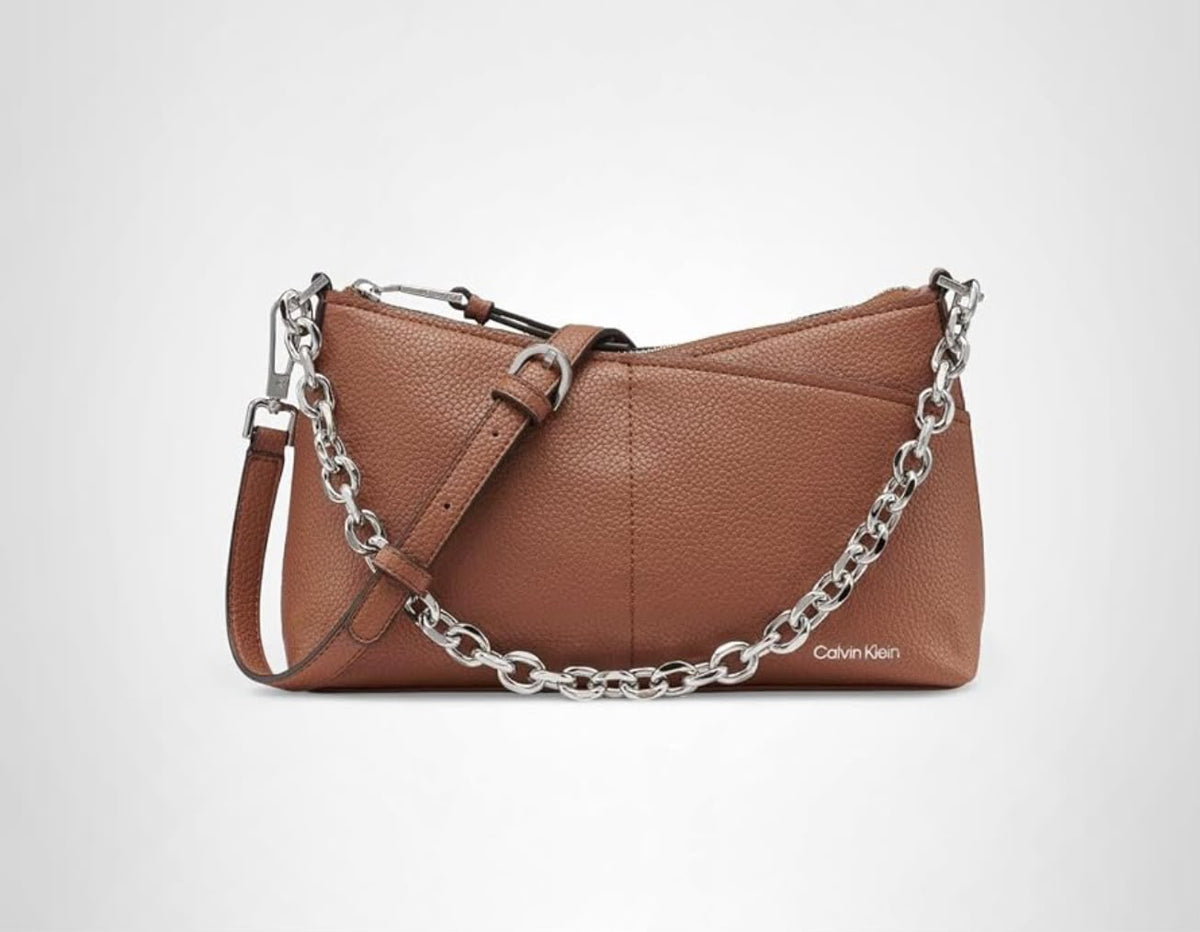Calvin Klein Pebbled Leather Chain Shoulder Bag