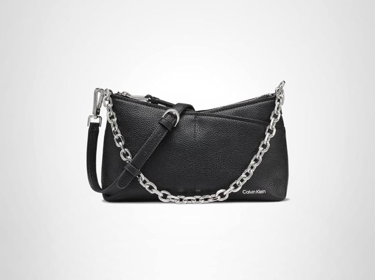 Calvin Klein Pebbled Leather Chain Shoulder Bag