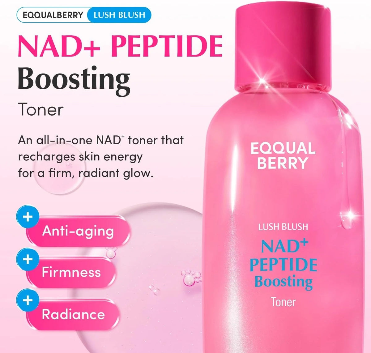 EQQUALBERRY Lush Blush NAD+ Peptide Boosting Toner 150ml